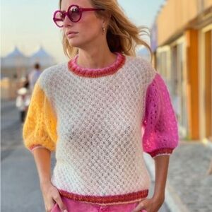 NWT ROSE CARMINE Mohair White Sweater US 4